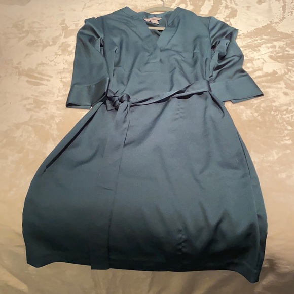 Forest Green Satin Dress - Picture 1 of 3